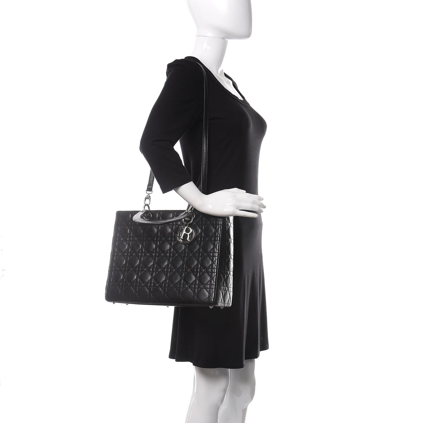 Lambskin Cannage Large Lady Dior Black