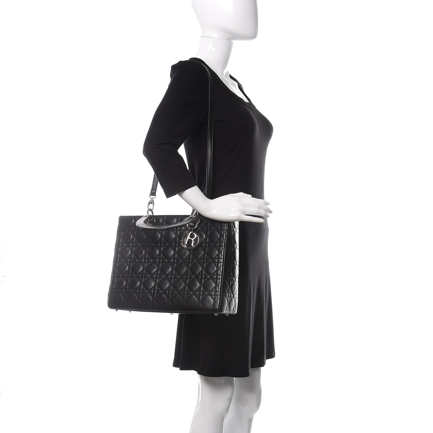 Christian Dior Lambskin Cannage Large Lady Dior Black 2 of 10
