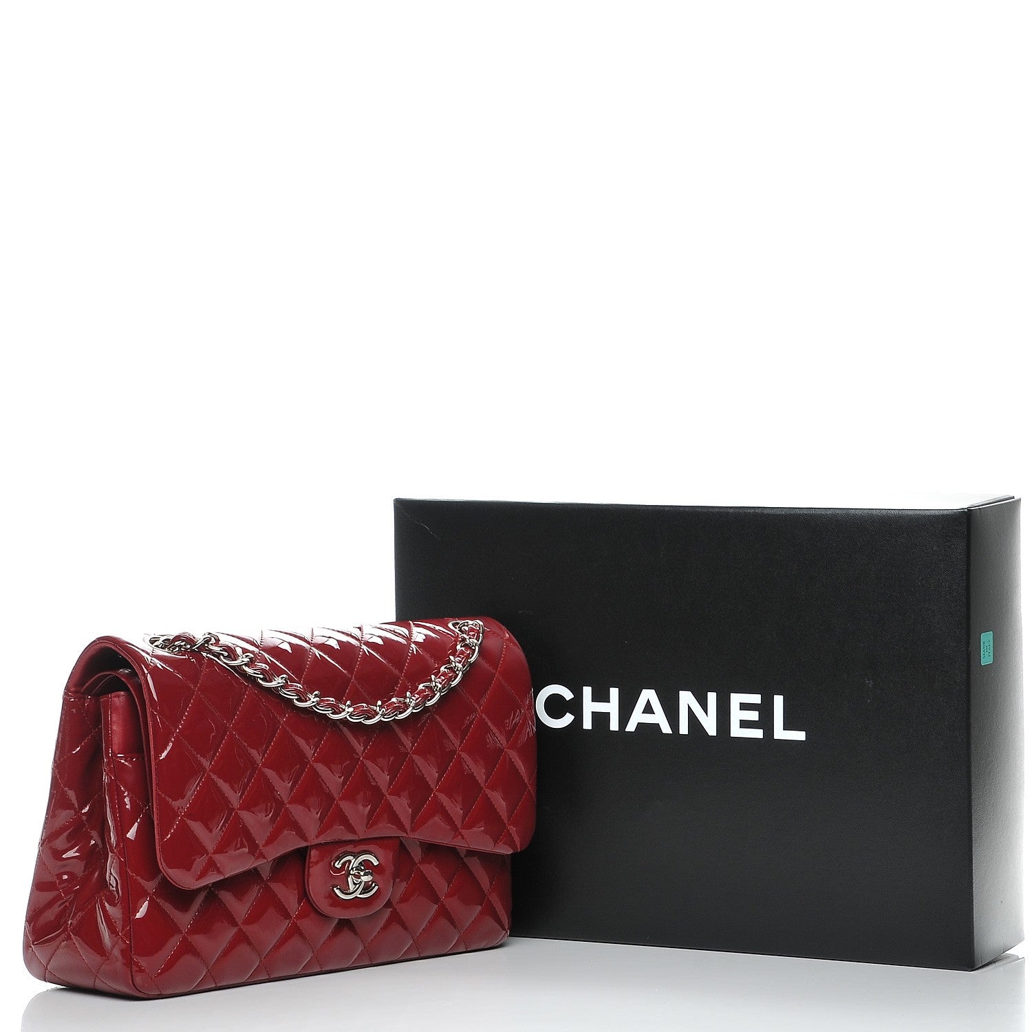 Chanel Patent Quilted Jumbo Double Flap Dark Red 9 of 9