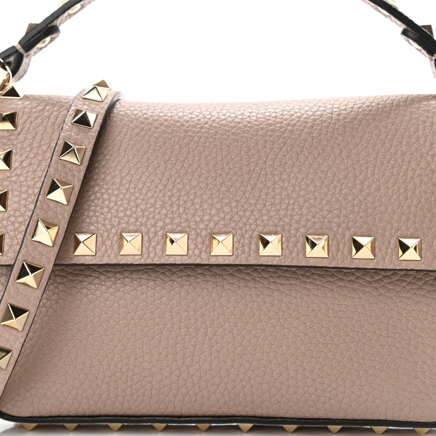 Grainy Calfskin Rockstud Crossbody Pouch Poudre