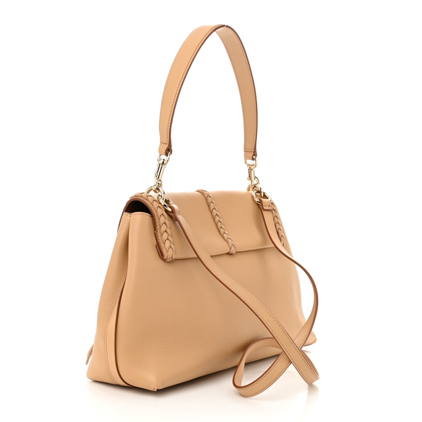 Grained Calfskin Medium Penelope Shoulder Bag Milky Brown