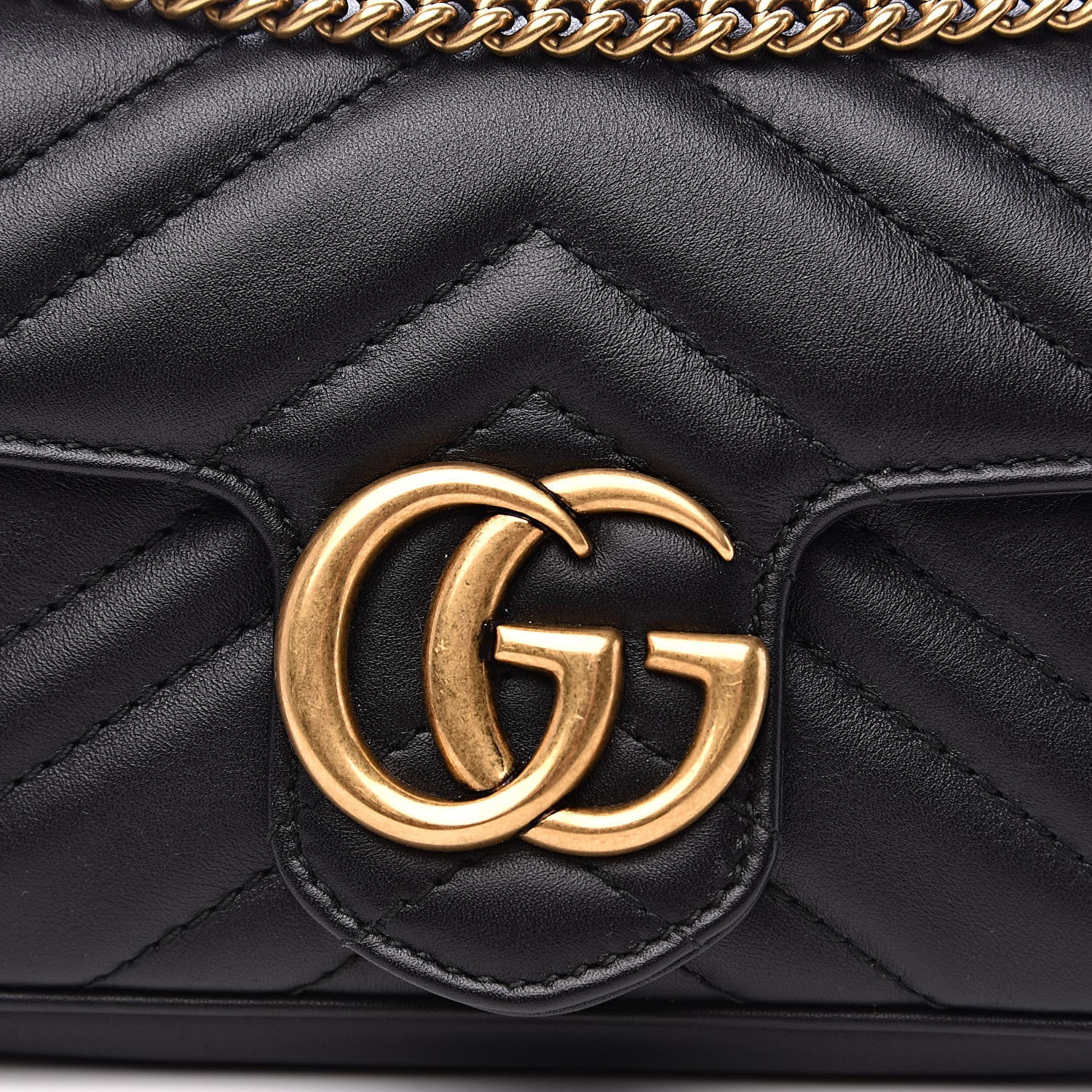 Gucci Calfskin Matelasse Super Mini GG Marmont Shoulder Bag Black 12 of 13