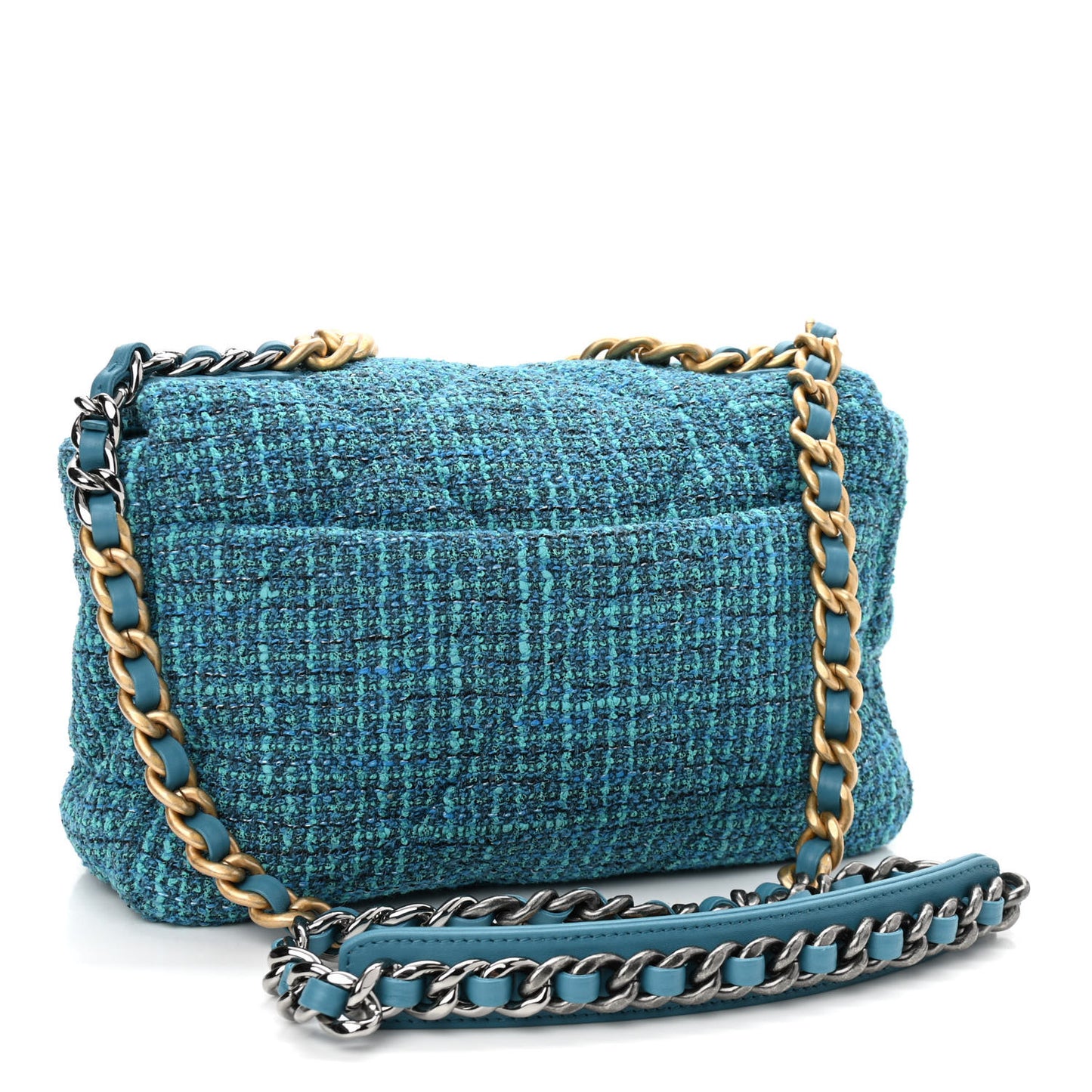 Tweed Quilted Medium Chanel 19 Flap Green