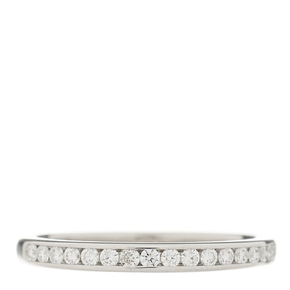Tiffany Platinum Diamond Half Circle Wedding Band Ring 53 6.5 1 of 5