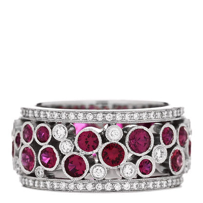 Tiffany Platinum Diamond Ruby Cobblestone Band Ring 52 6 1 of 5