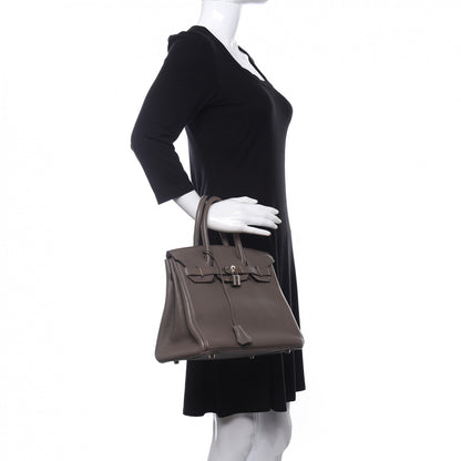 Hermes Taurillon Clemence Birkin 30 Etain 2 of 17