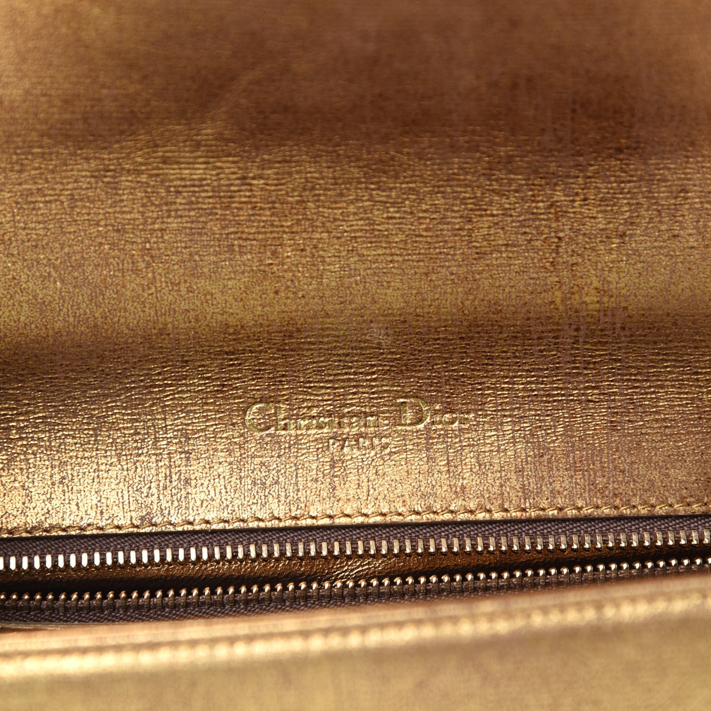 Metallic Brushed Calfskin Small Diorama Flap Bag Gold