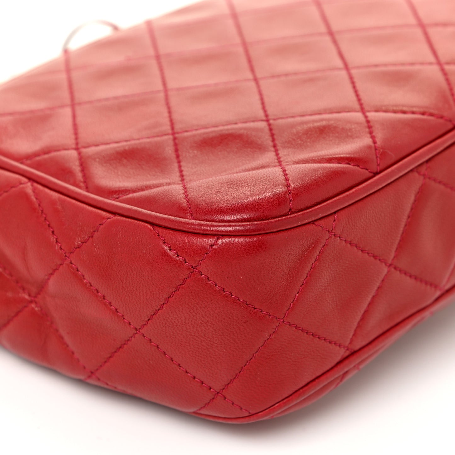 Lambskin Quilted Flap Tassel Camera Bag Red