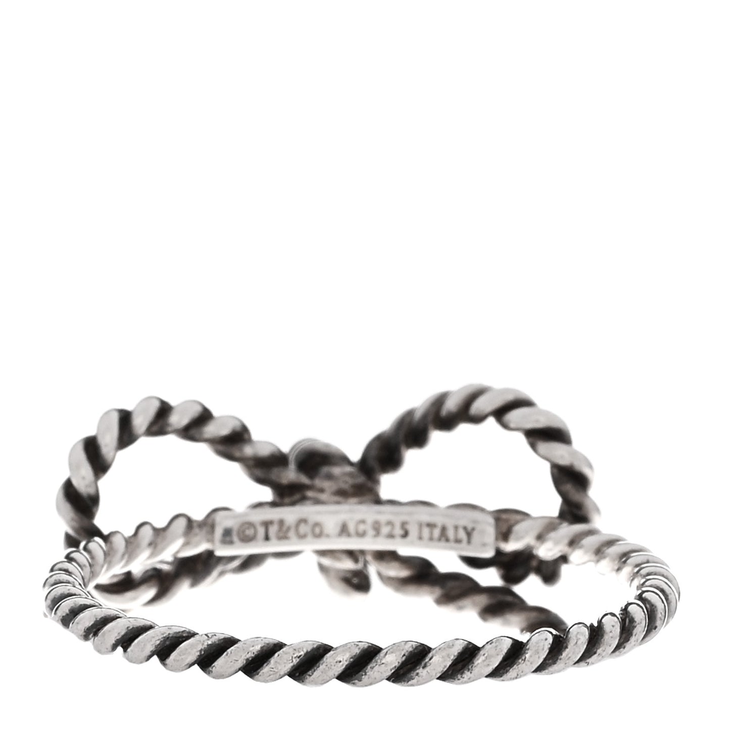 Sterling Silver Textured Twist Bow Ring 52 6