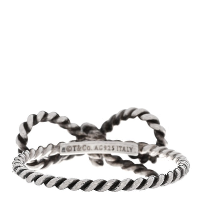 Tiffany Sterling Silver Textured Twist Bow Ring 52 6 3 of 4
