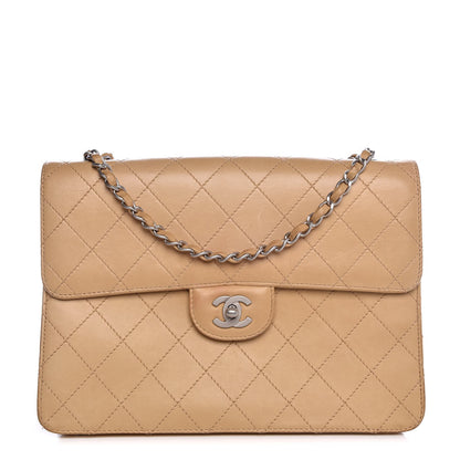 Chanel Lambskin Stitched Jumbo Single Flap Beige 1 of 13