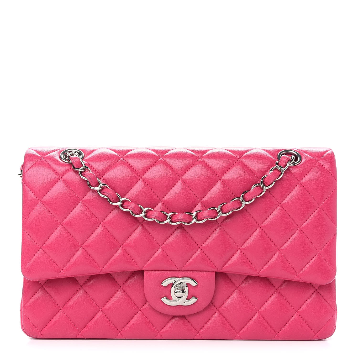 Chanel Lambskin Quilted Medium Double Flap Dark Pink 1 of 9