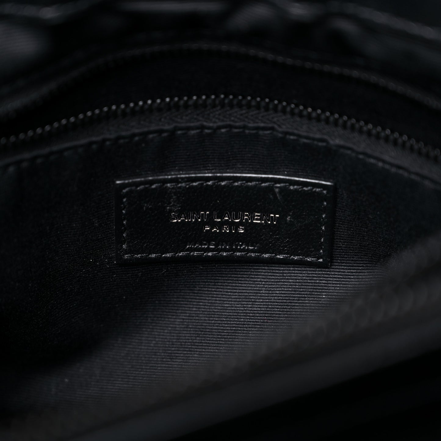 Calfskin Y Quilted Monogram MonochromeMedium Loulou Chain Satchel Black
