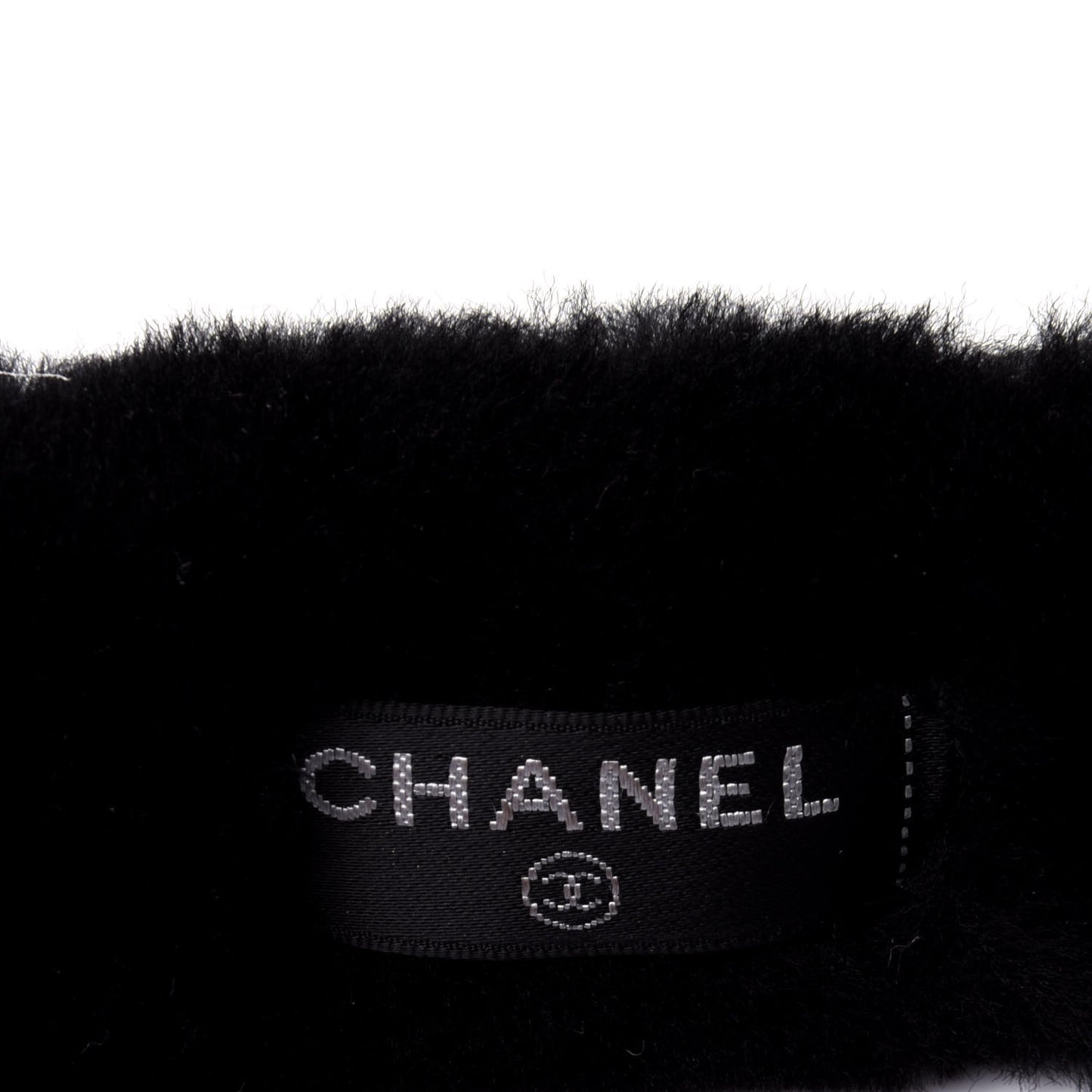 Shearling CC Ear Muffs Black White