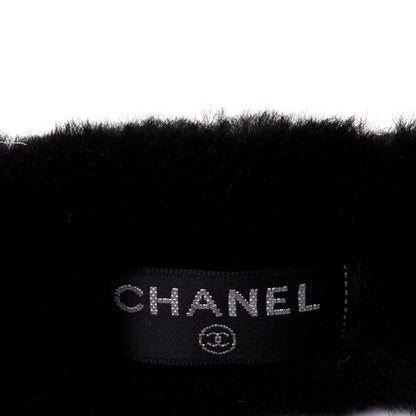 Chanel Shearling CC Ear Muffs Black White 4 of 4