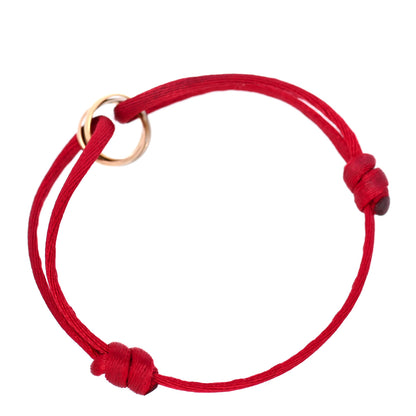 Cartier 18K Pink Yellow White Gold Trinity Cord Bracelet Red 2 of 5