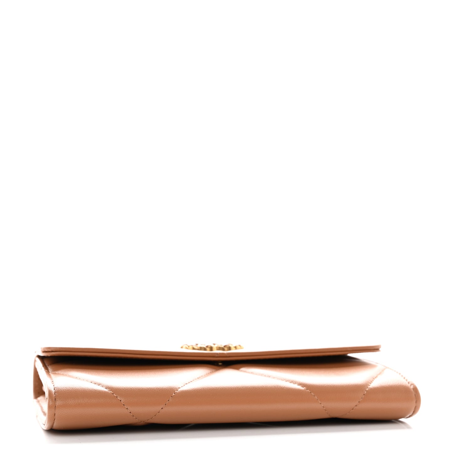 Lambskin Quilted Chanel 19 Flap Wallet Brown