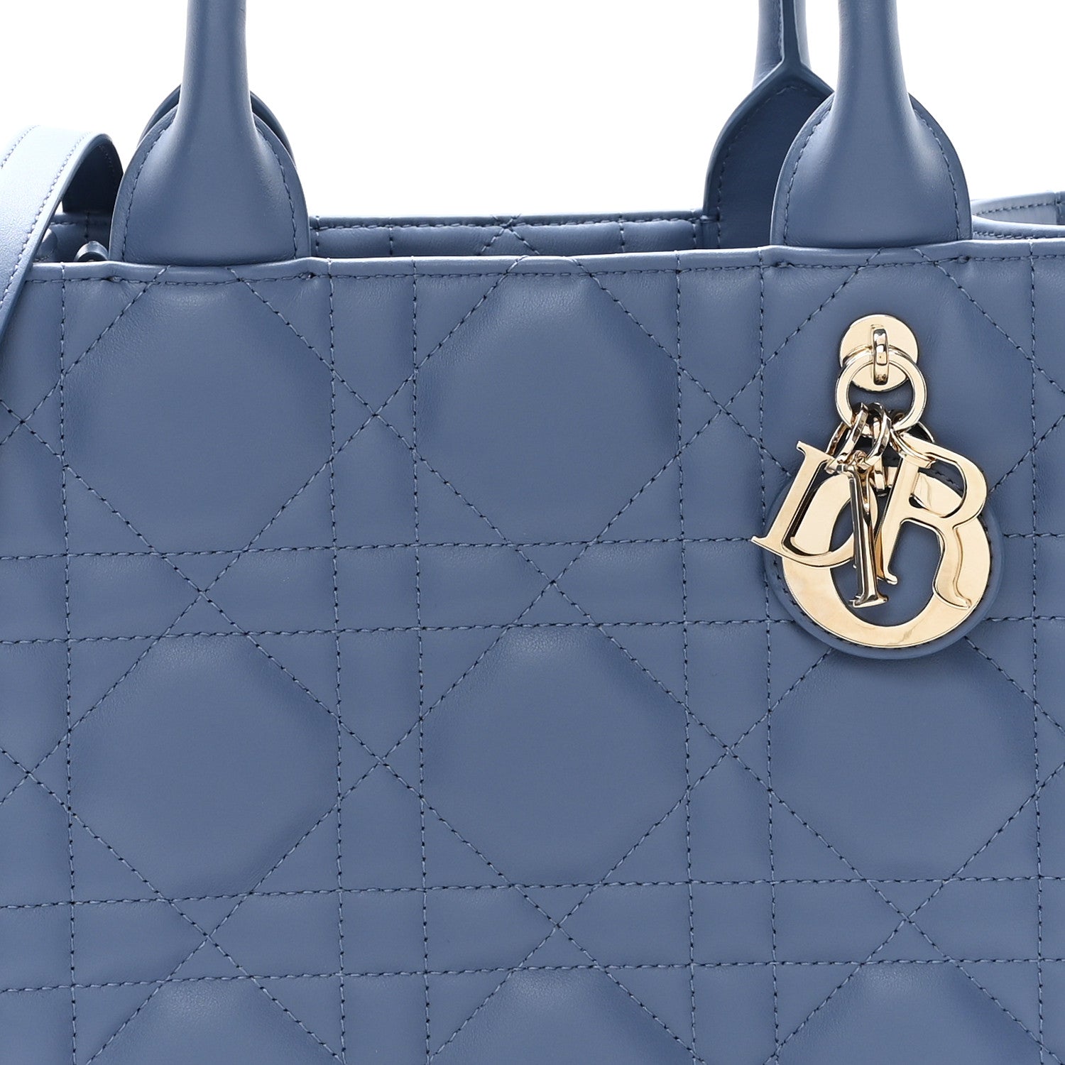Christian Dior Calfskin Macro Cannage Small Book Tote Denim Blue 7 of 10