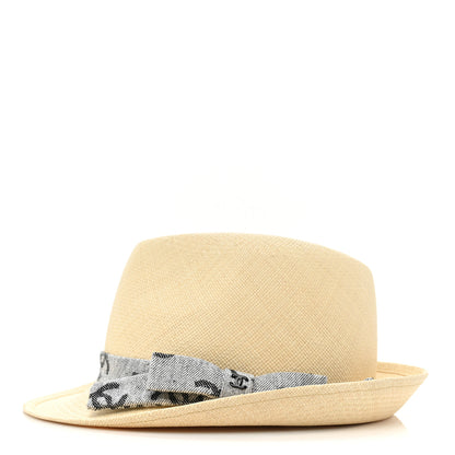 Chanel Straw CC Fedora Hat M Beige 3 of 7
