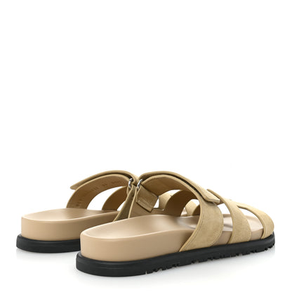 Hermes Suede Goatskin Womens Chypre Sandals 36 Beige Lin 5 of 10
