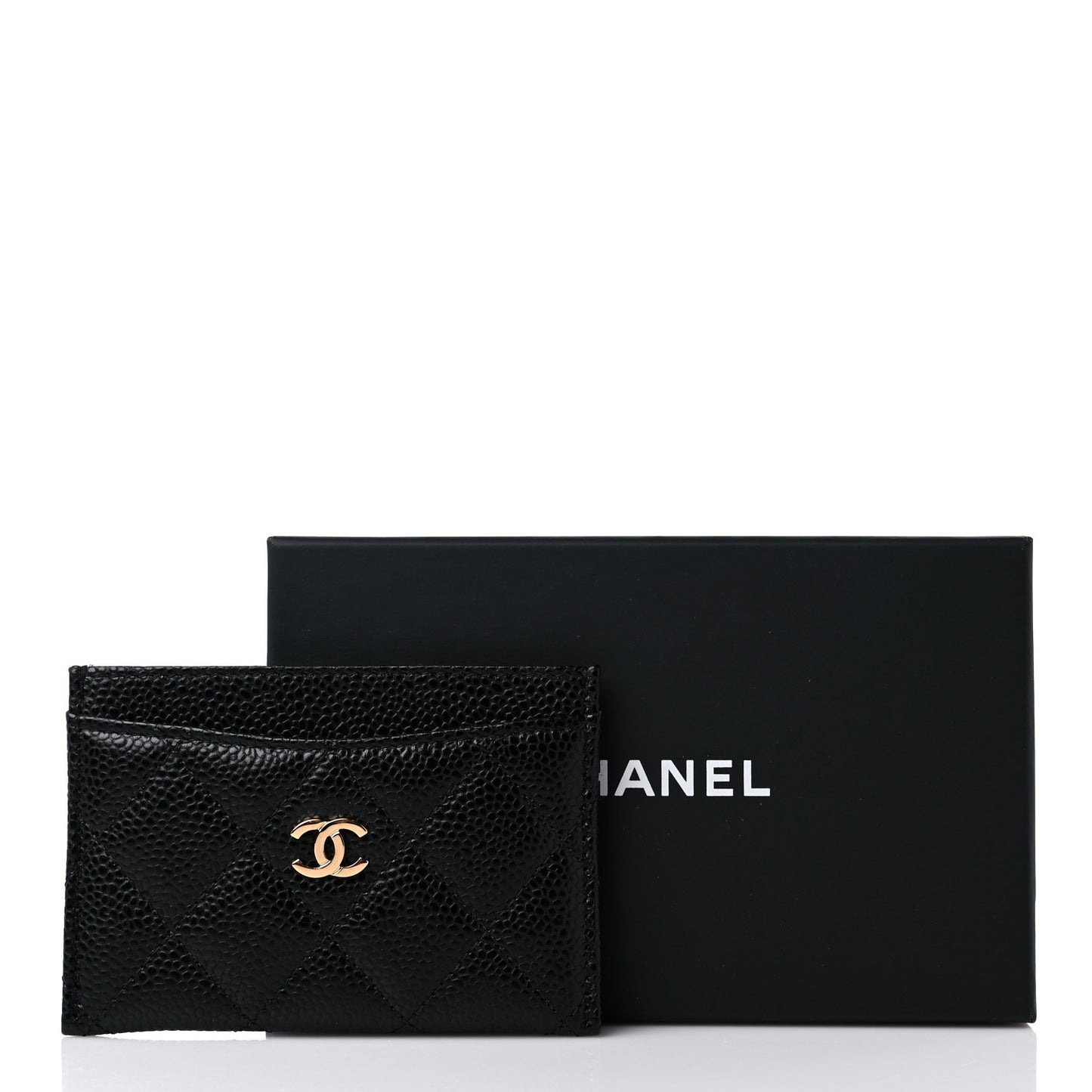 Caviar Quilted Card Holder Black