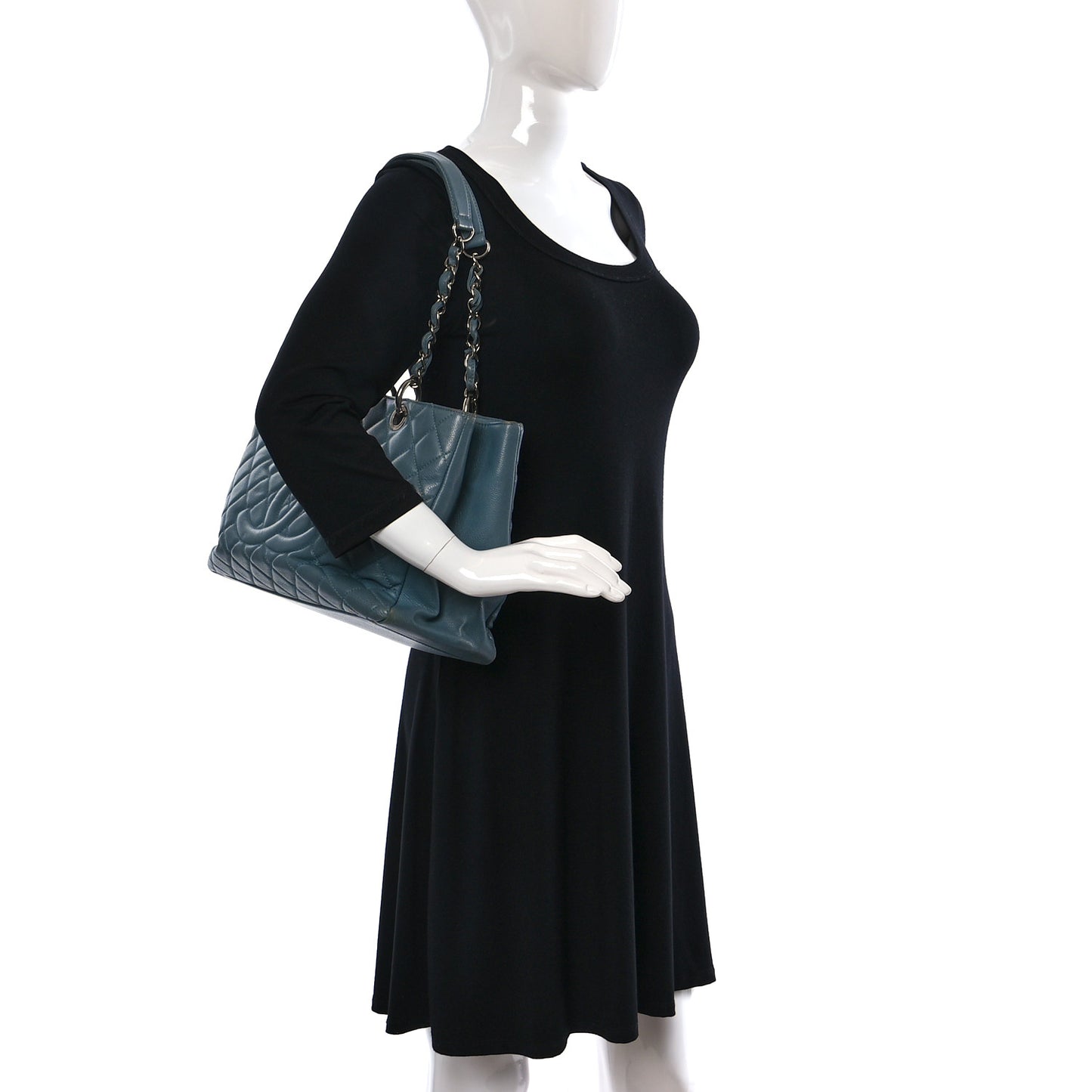 Caviar Quilted Grand Shopping Tote GST Blue