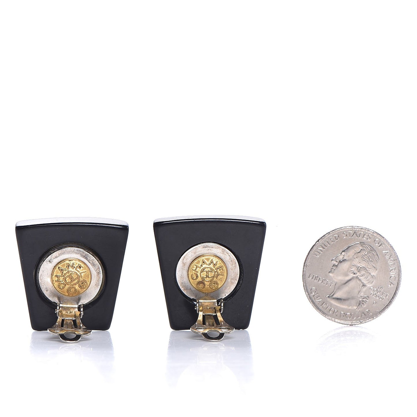 Resin Pearl Crystal Clip On Earrings Black