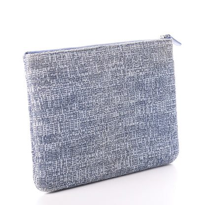 Chanel Woven Straw Raffia Medium Deauville Pouch Blue 2 of 9