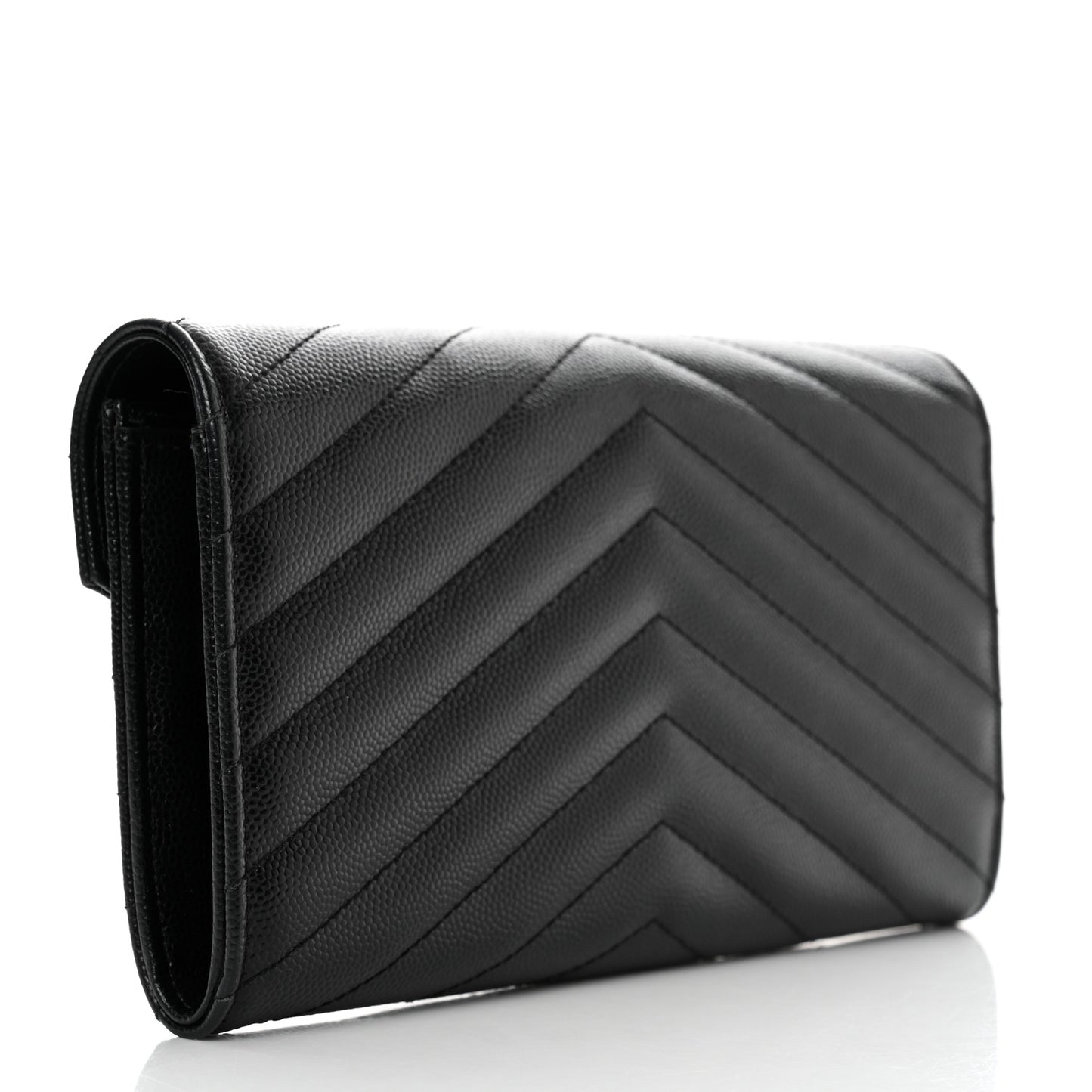 Grain De Poudre Matelasse Chevron Monogram Flap Wallet Black