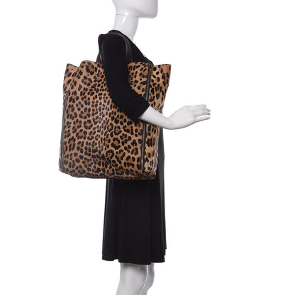 Celine Calf Hair Leopard Print Vertical Zip Gusset Cabas 2 of 9