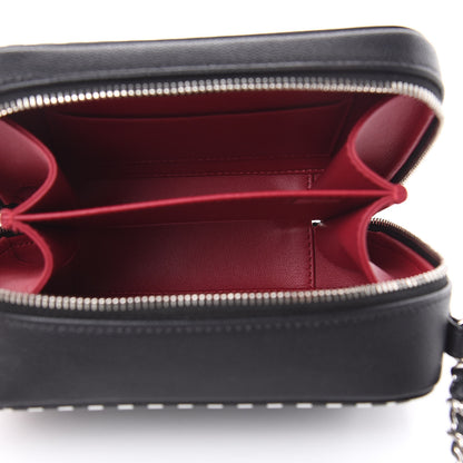 Chanel Caviar Quilted Striped Filigree Vanity Clutch With Chain Black White 5 of 9