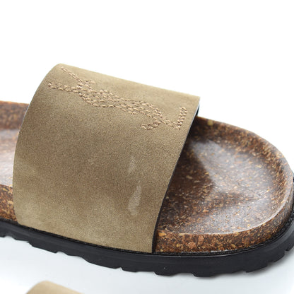 Saint Laurent Suede Joan Slide Sandals 37 Brown 9 of 10