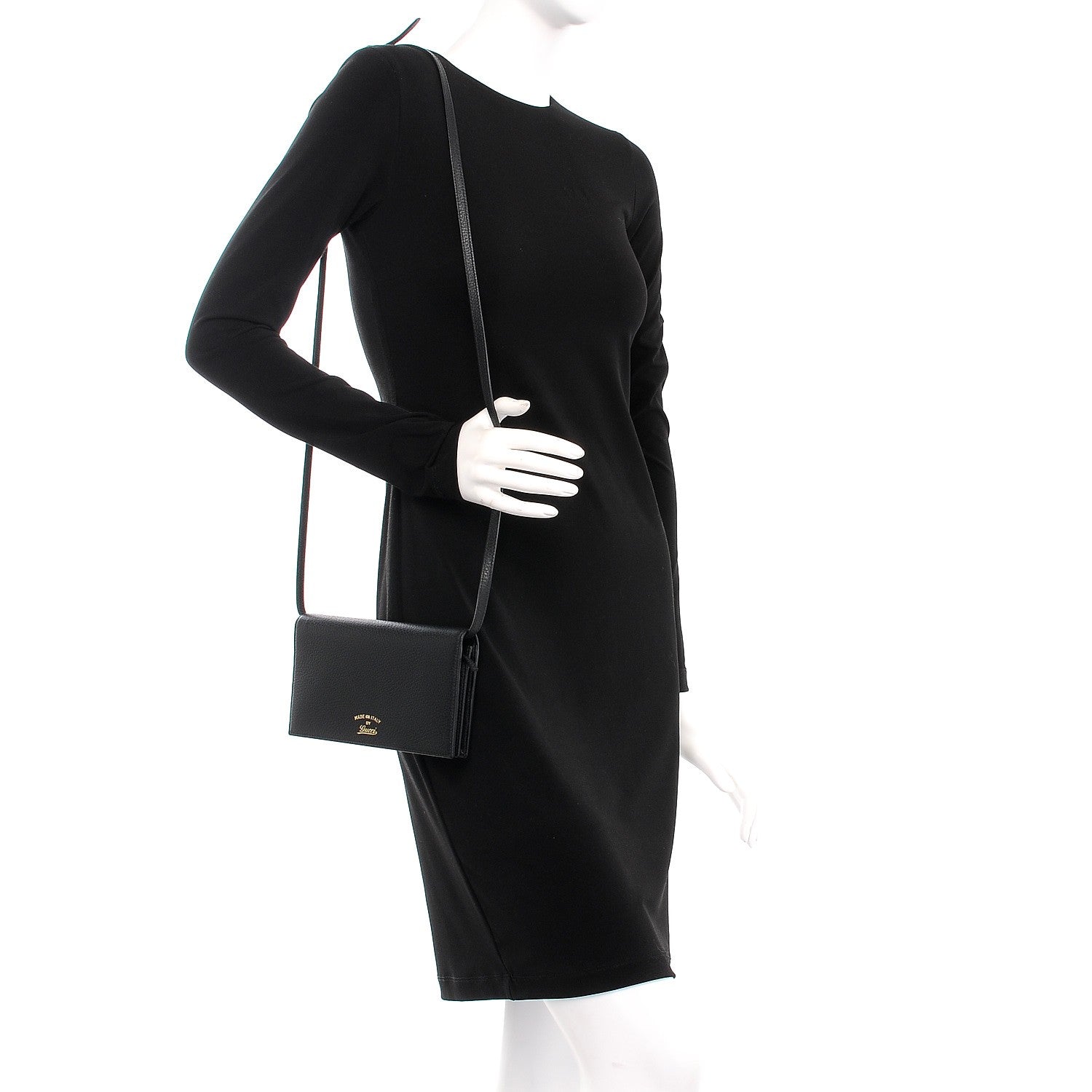 Gucci Dollar Calfskin Mini Swing Wallet Bag Black 2 of 8