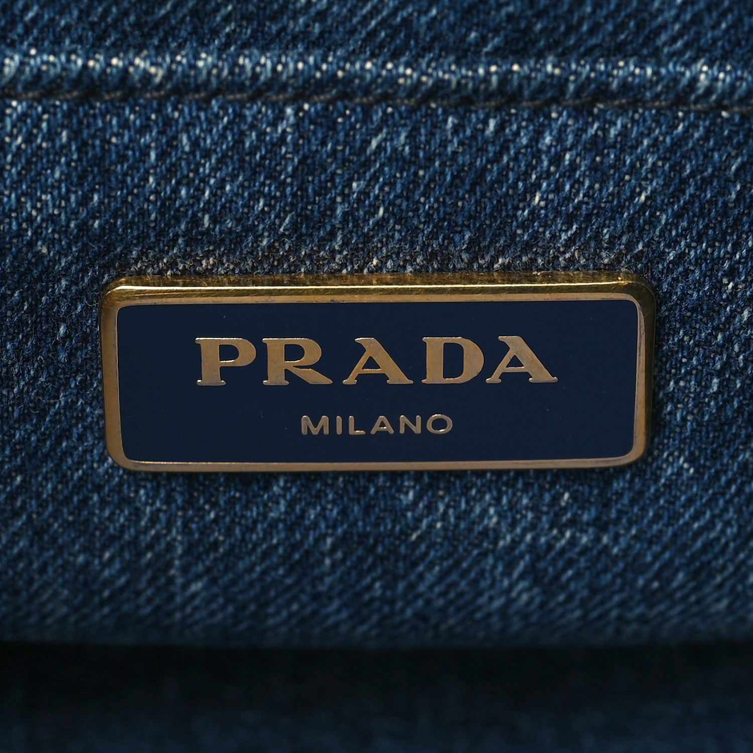 Prada Denim Logo Tote Bleu 6 of 8