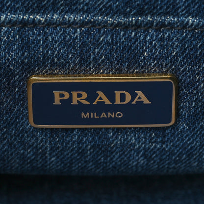 Prada Denim Logo Tote Bleu 6 of 8