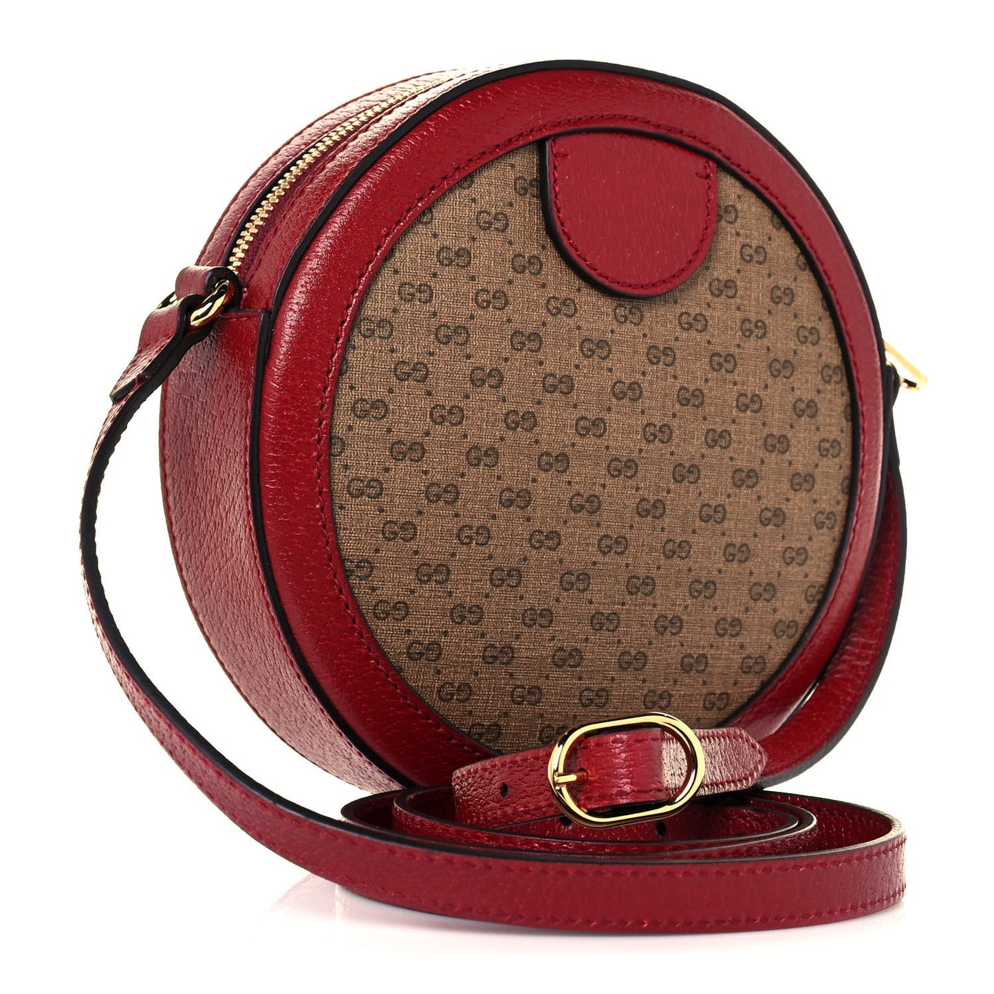 X DORAEMON Mini Vintage GG Supreme Monogram Mini Round Shoulder Bag Beige Cherry Red