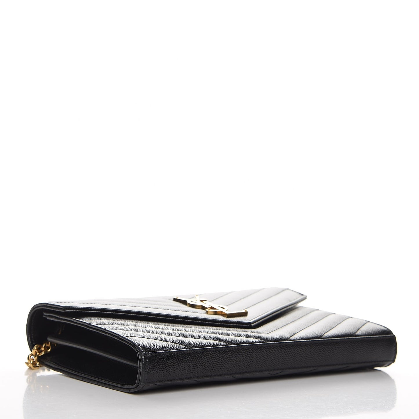Grain De Poudre Matelasse Chevron Monogram Chain Wallet Black