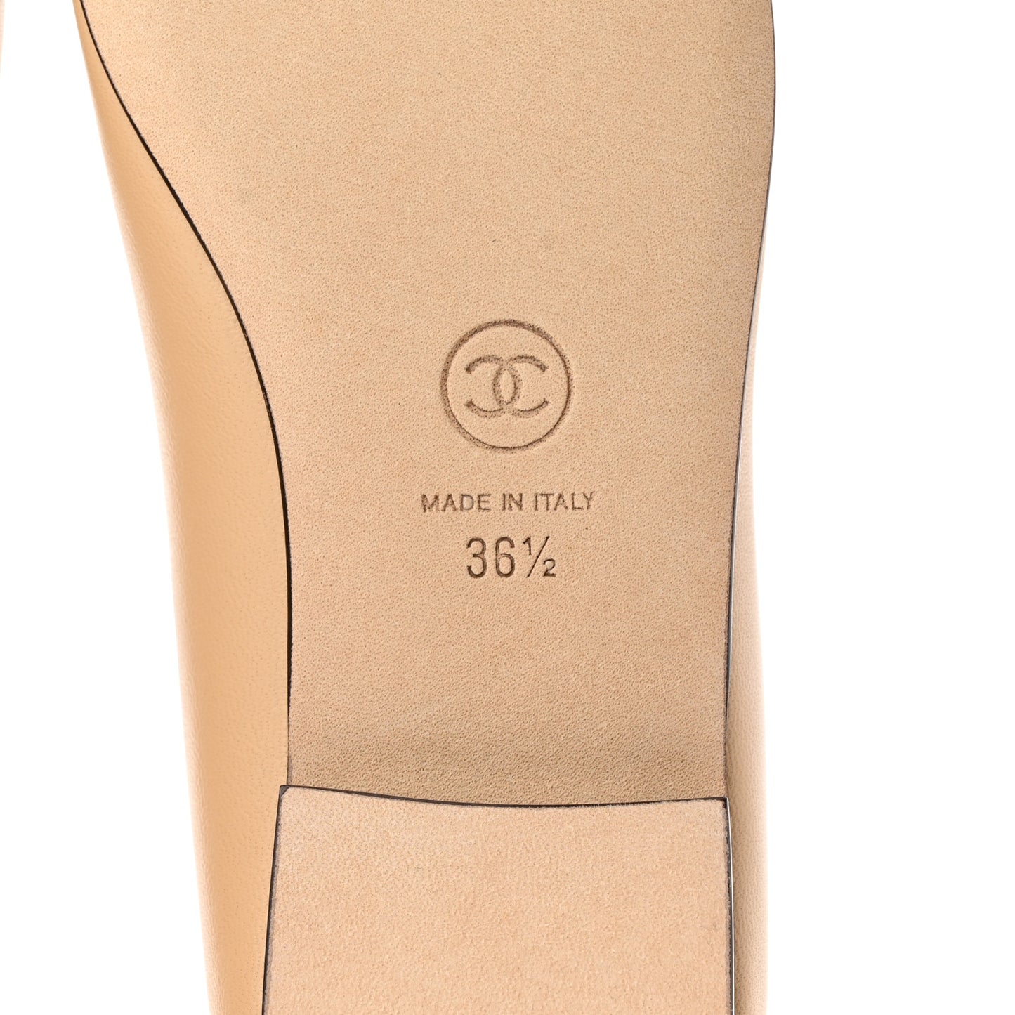 Lambskin Cap Toe CC Ballerina Flats 36.5 Beige Black