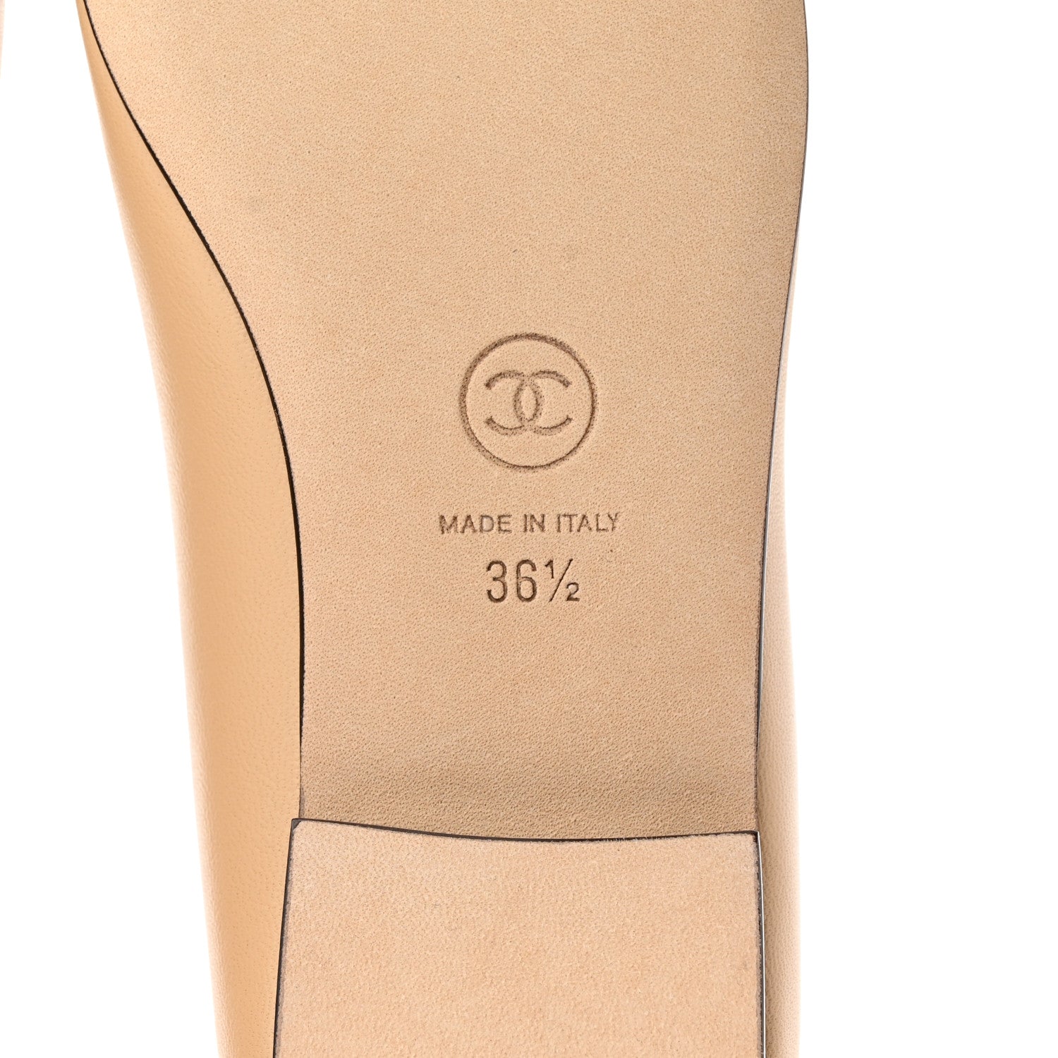 Chanel Lambskin Cap Toe CC Ballerina Flats 36.5 Beige Black 6 of 13