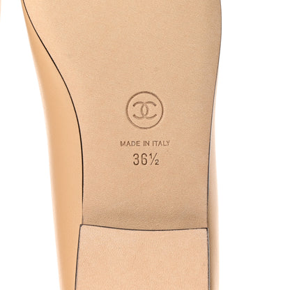 Chanel Lambskin Cap Toe CC Ballerina Flats 36.5 Beige Black 6 of 13