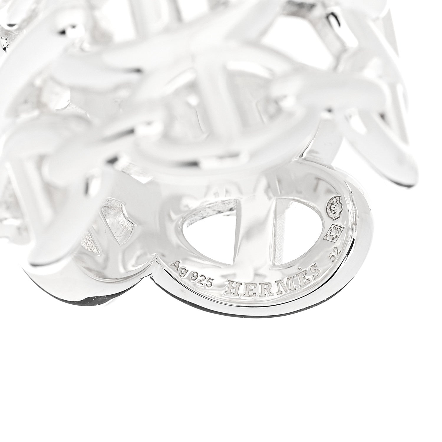 Hermes Sterling Silver GM Chaine d'Ancre Enchainee Band Ring 52 6 4 of 6