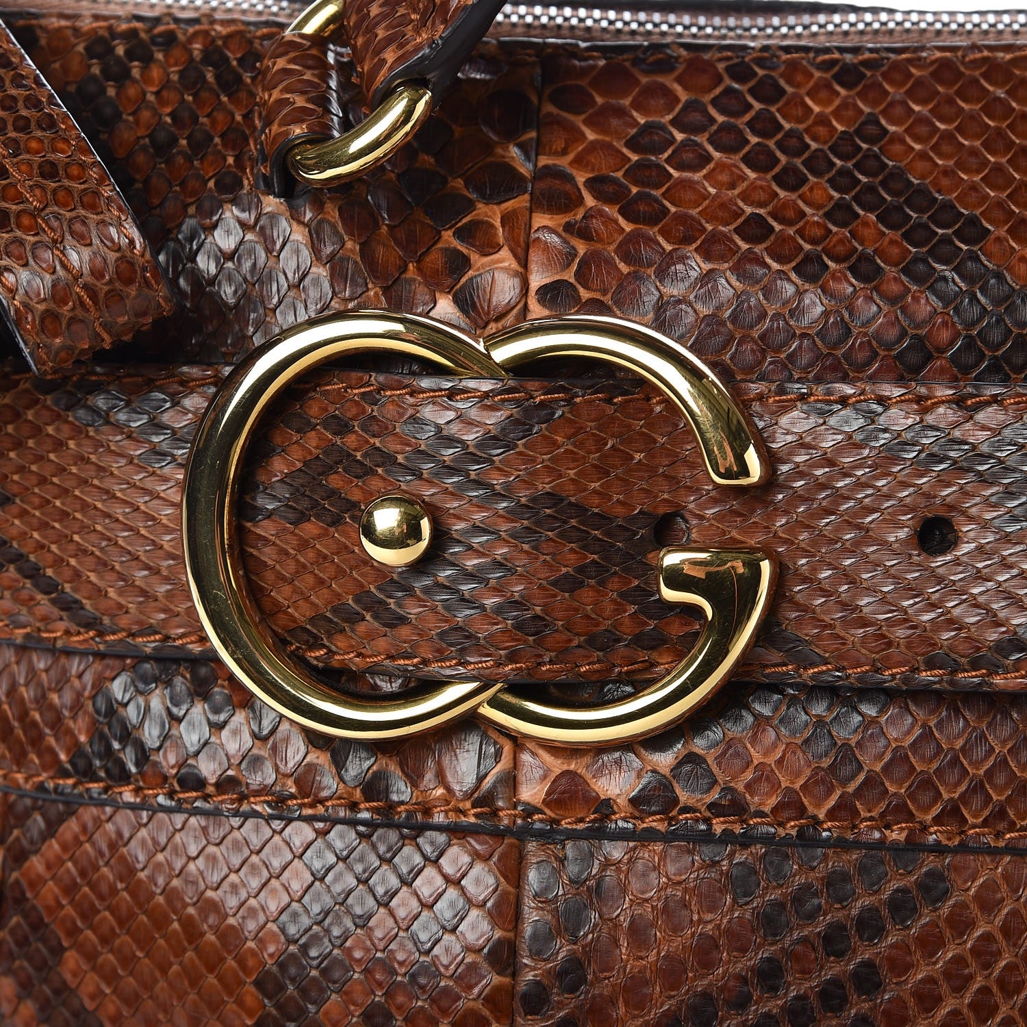 Gucci Python Medium Ride Top Handle Bag Brown 9 of 9