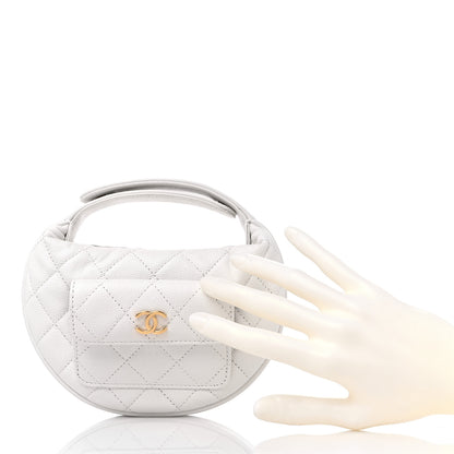 Chanel Caviar Quilted Polly Pocket Pouch Hobo White 2 of 9