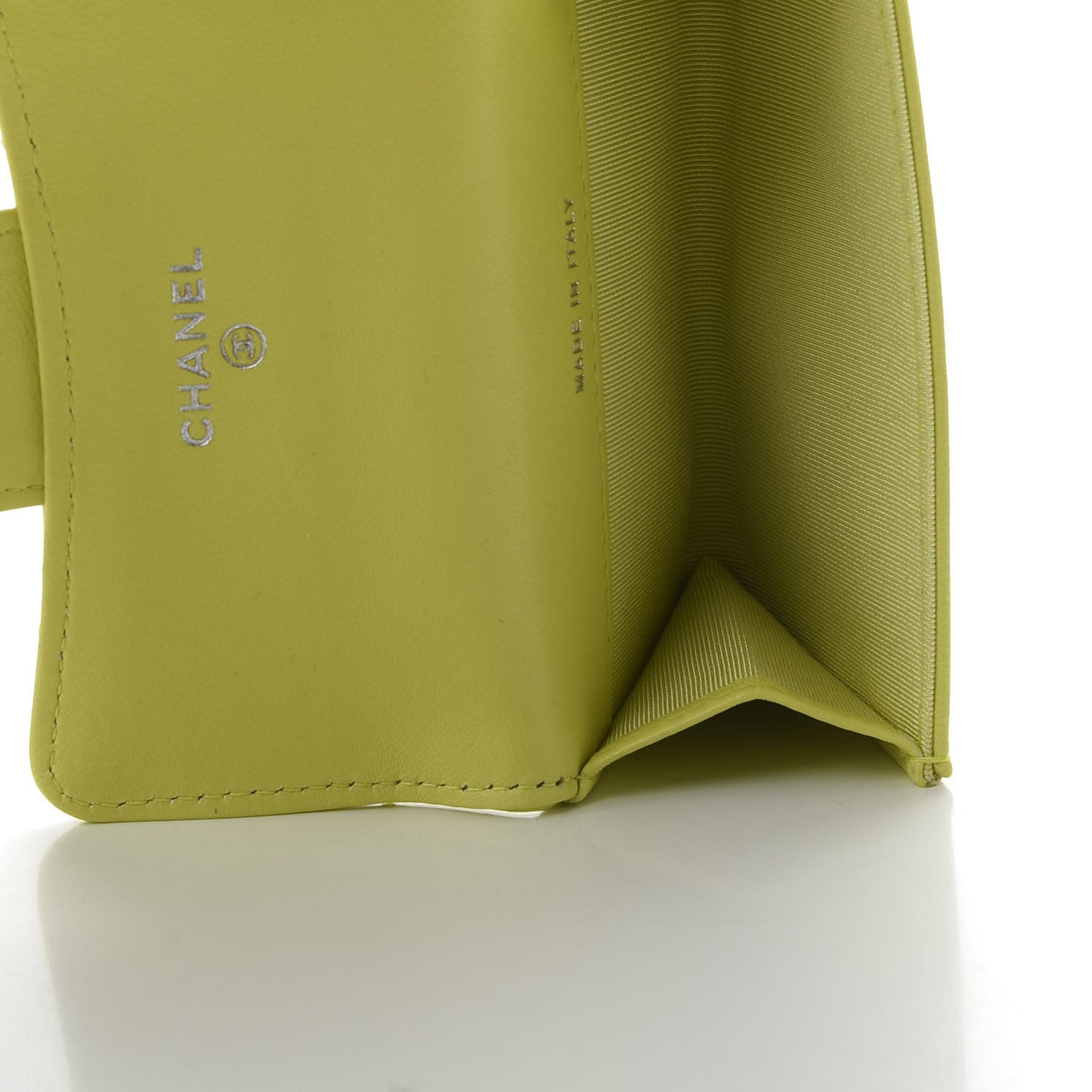Lambskin Quilted Flap Card Holder Yellow