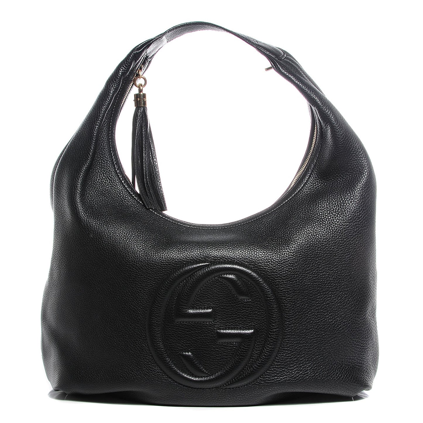 Pebbled Calfskin Large Soho Hobo Black