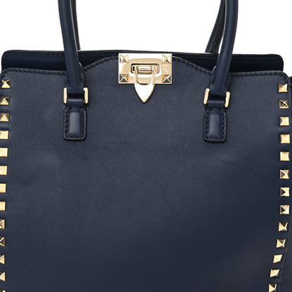 Valentino Garavani Vitello Rockstud Double Handle Tote Marine 8 of 13