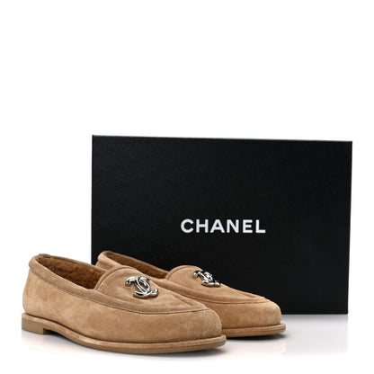 Chanel Suede Calfskin CC Loafers 36 Dark Beige 11 of 11