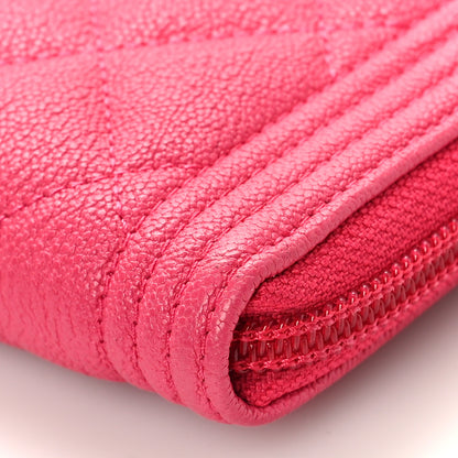 Chanel Caviar Quilted Small Boy Zip Around Wallet Fuchsia 9 of 10