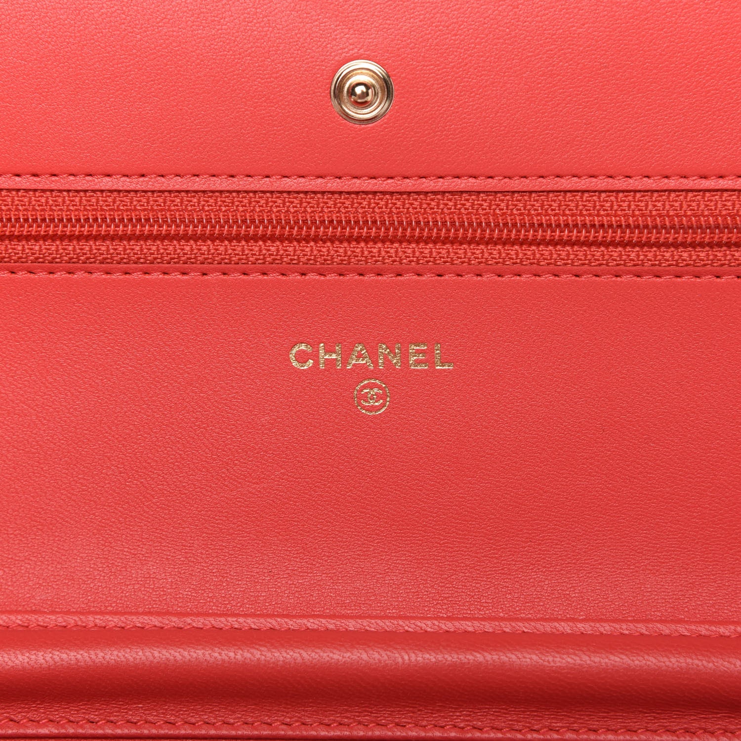 Chanel Lambskin Quilted Wallet on Chain WOC Red 8 of 13