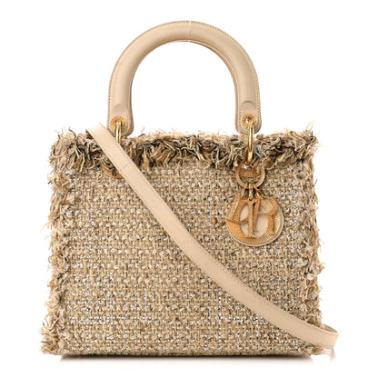 Christian Dior Tweed Crystal Fringe Medium Lady Dior Beige 1 of 12
